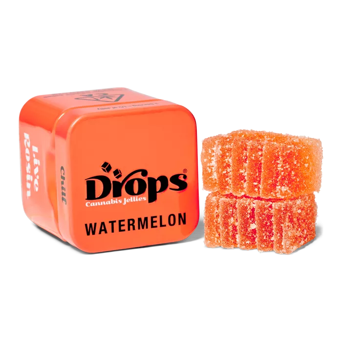 Photograph of product: Drops 100mg Watermelon Gummies