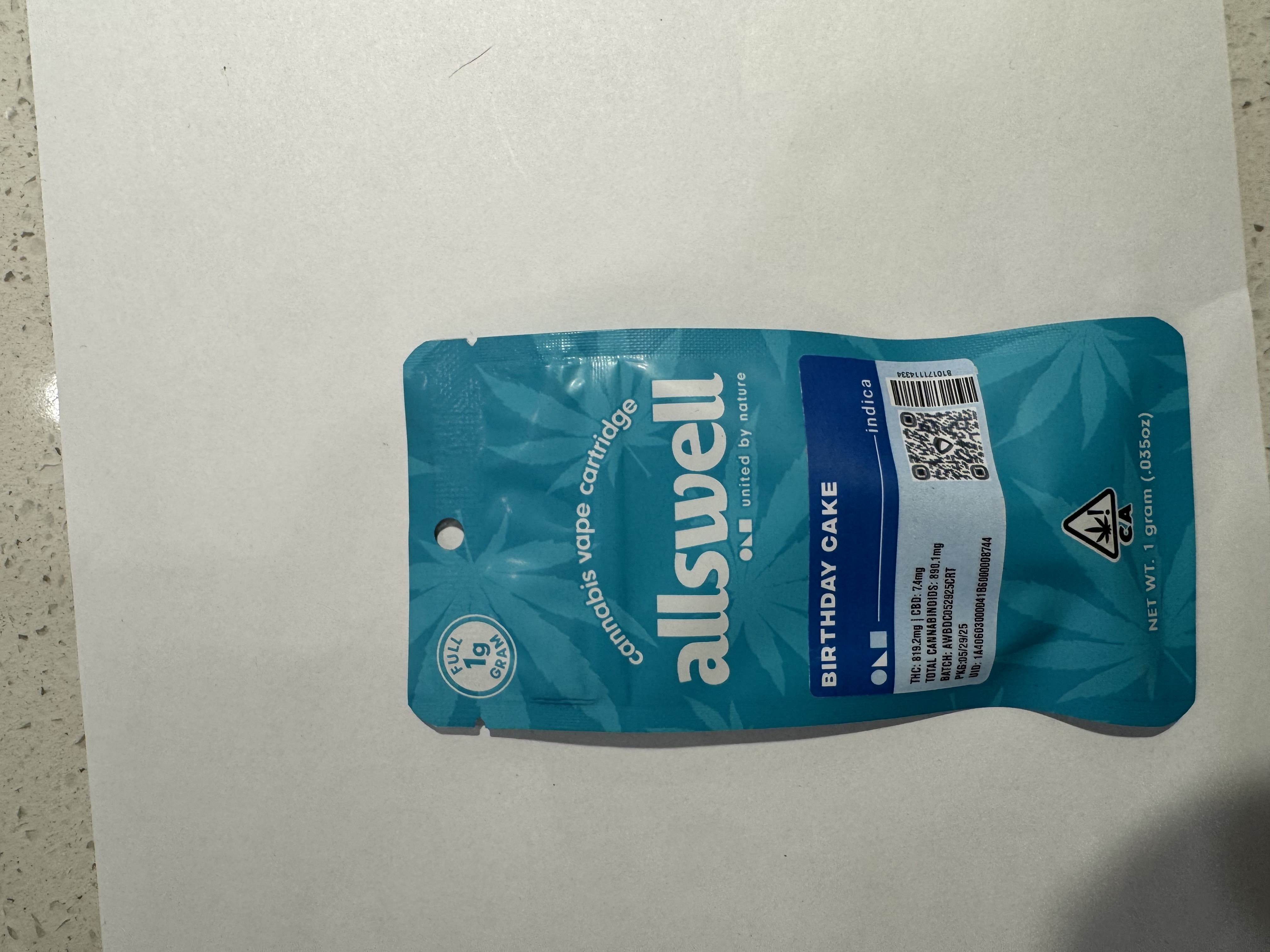 Photograph of product: BIRTHDAY CAKE 1G CARTRIDGE