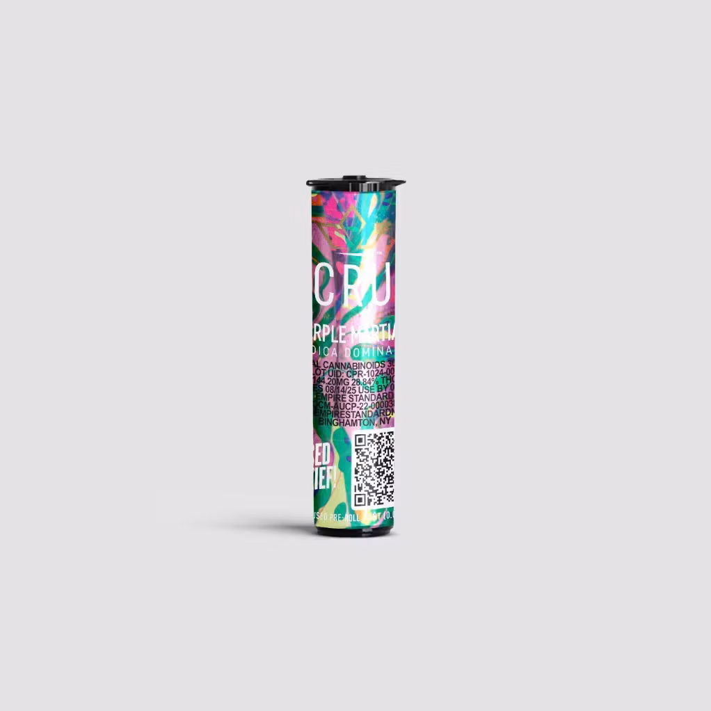 Photograph of product: Cru 0.5G Infused Pre-roll Purple Martian - Oui'd 29.99%TH-oui