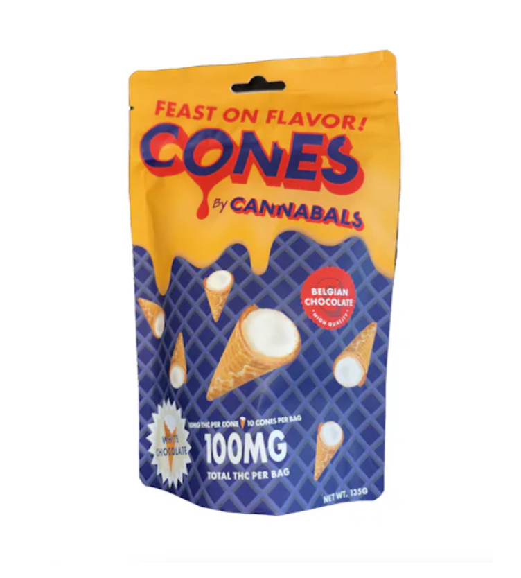 Photograph of product: Cannabals | Ice Cream Cone Tips | White Chocolate | 100mg (Limited Drop)