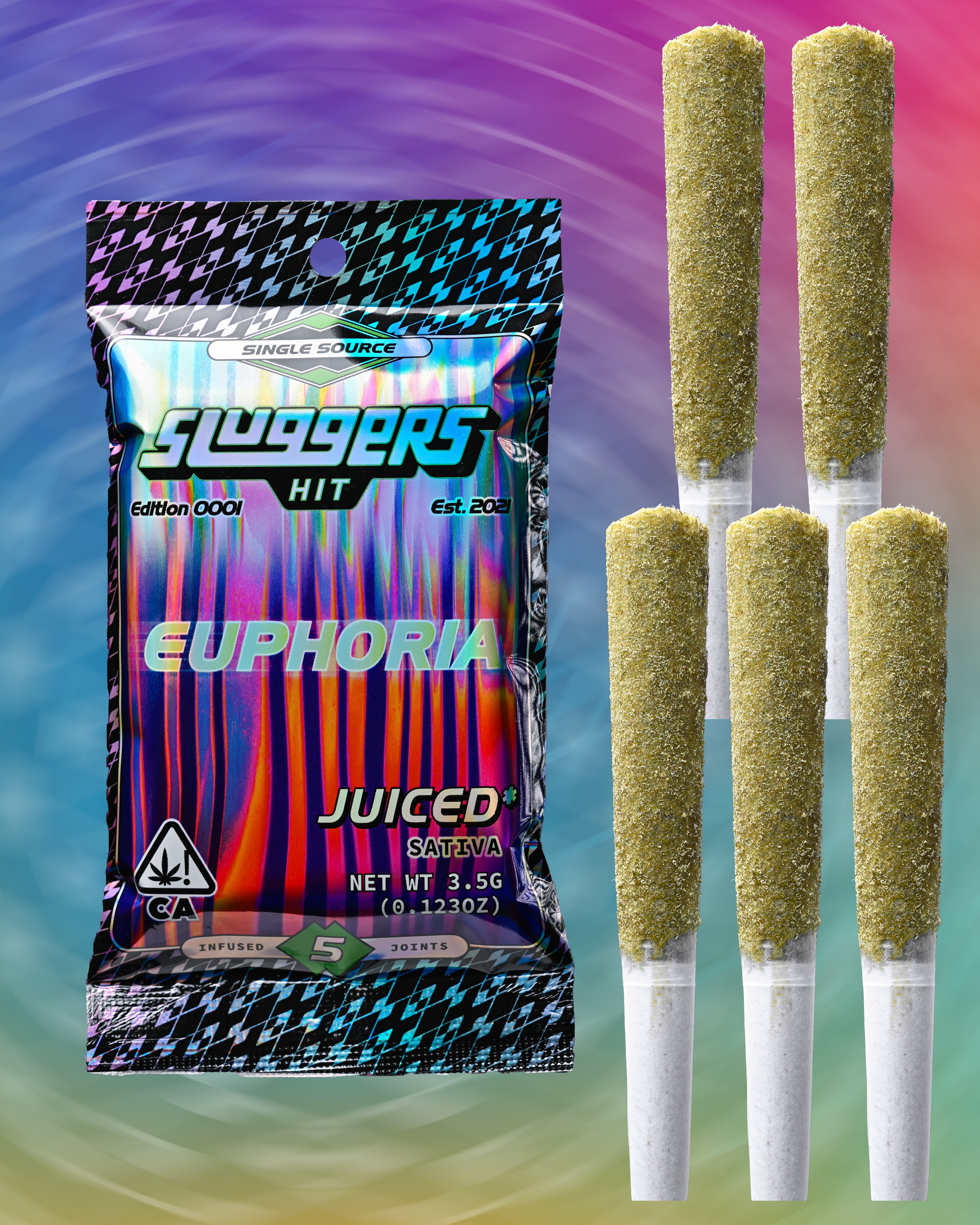 Photograph of product: Sluggers - Juiced - Euphoria - Indoor - Multi Infused - 5pk