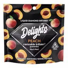 Photograph of product: Delights Peach Liquid Diamond Fast Acting Oui'd Gummies 100mgTH-oui