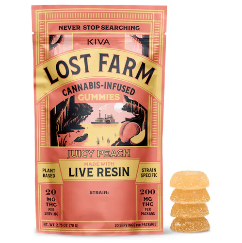 Photograph of product: Juicy Peach (Pineapple Express) | 10mg | 10pk Live Resin Gummies | Lost Farm