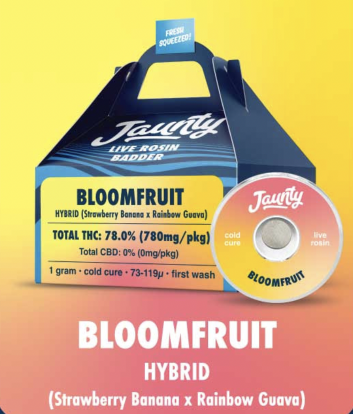 Photograph of product: Jaunty | Bloom Fruit | Live Rosin Cold Cure | 1g