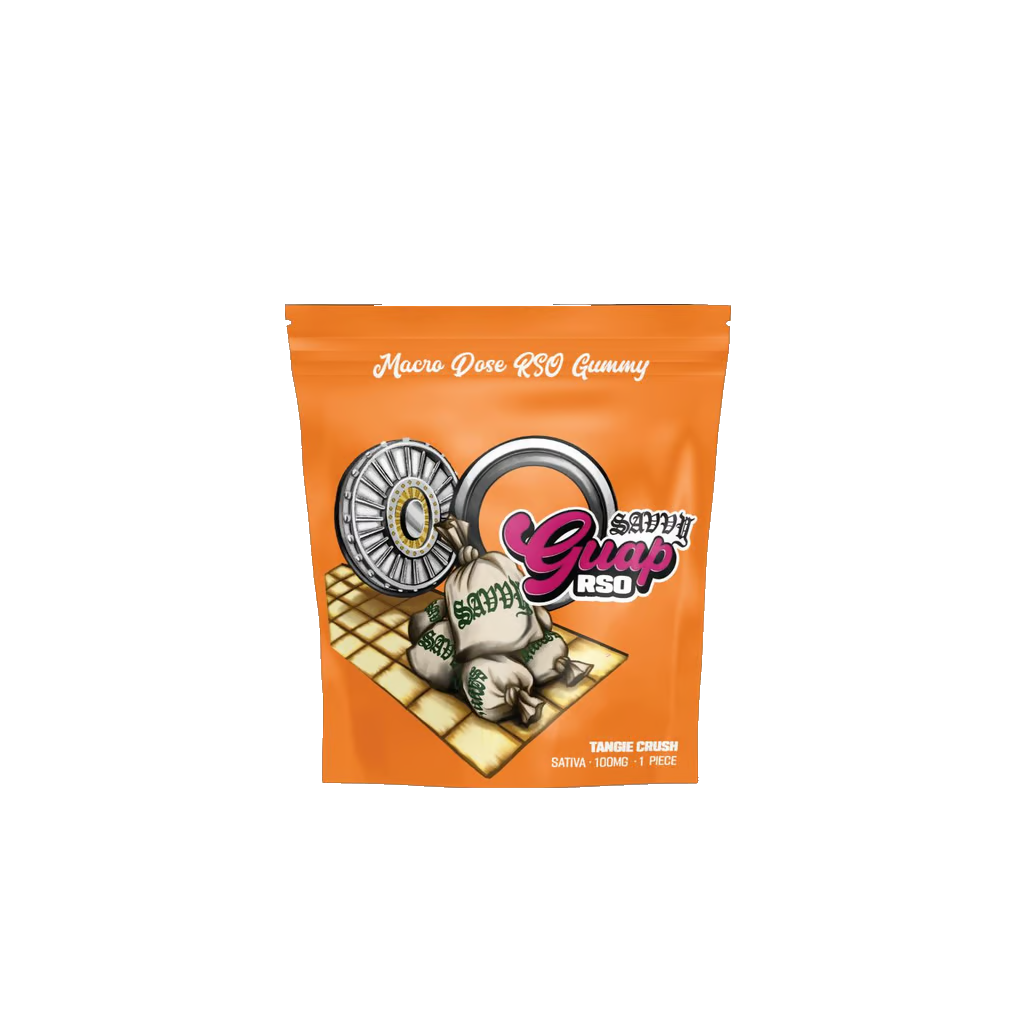 Photograph of product: Savvy | Guap Gummy | RSO Tangie Crush | 1 Pack 100 mg