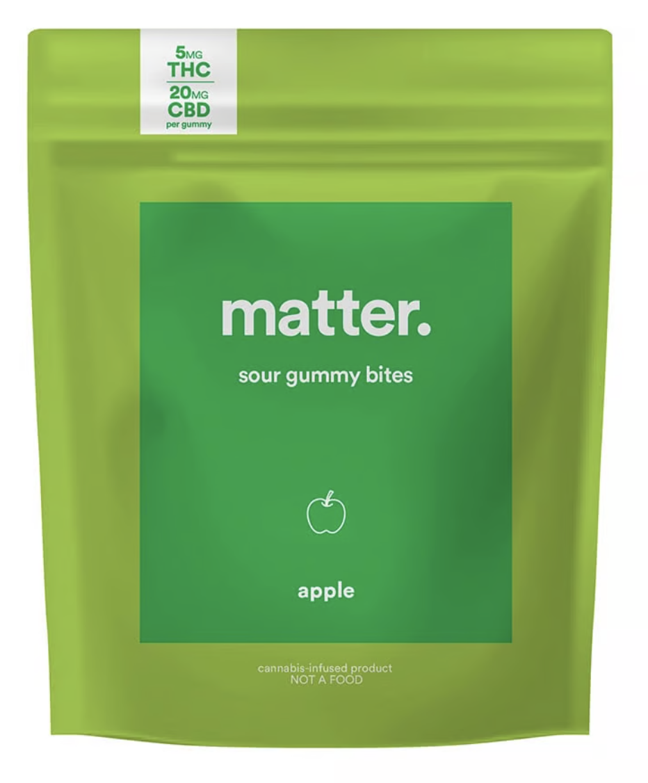 Photograph of product: Matter - Apple - Gummies - 1:4 TH-oui:CBD - 5mg