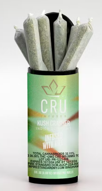 Photograph of Product: CRU | Kush Crasher | Pre RollSix Pack | 6 / L8