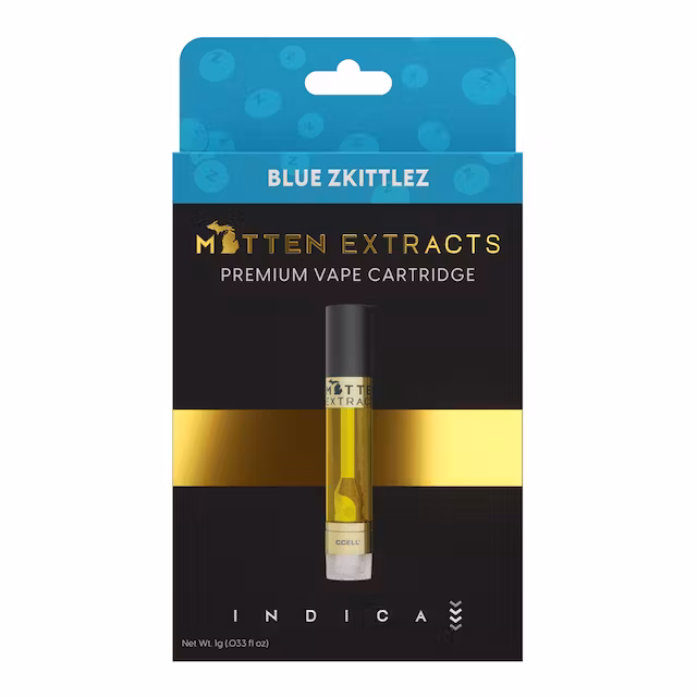 Photograph of product: Mitten Extracts - Vape Cart - Blue Zkittlez
