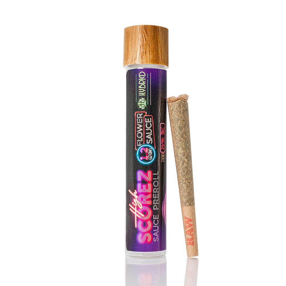 Photograph of Product: HIGH SCOREZ - PREROLL INFUSED - 1.2G - FATSO X SUNSET SHERB - HYBRID