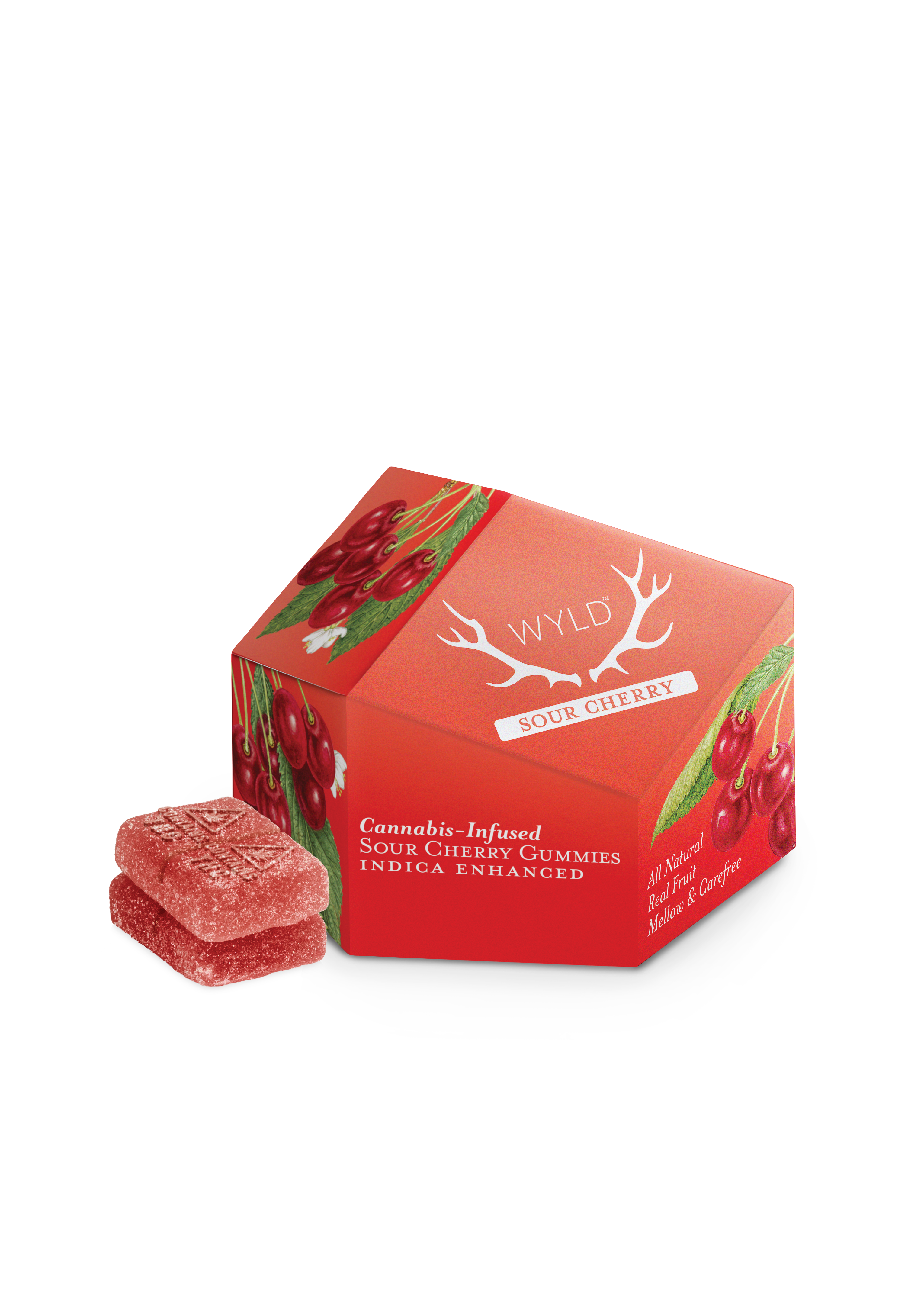 Photograph of product: WYLD Sour Cherry Oui'd Enhanced Gummies 5mg 20pk