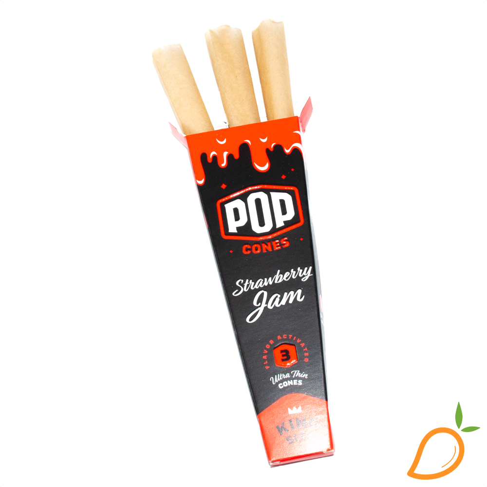 Photograph of product: 3pk King Size Strawberry Jam Unbleached Cones Pop Cones