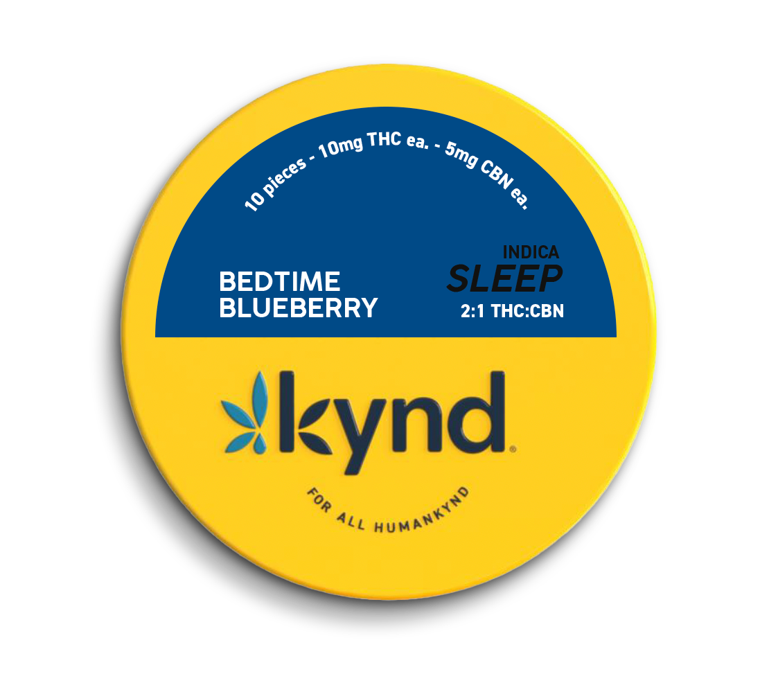 Photograph of product: Kynd Sleep Bedtime Blueberry (I) 2:1 TH-oui:CBN Gummies 10mg 10pk