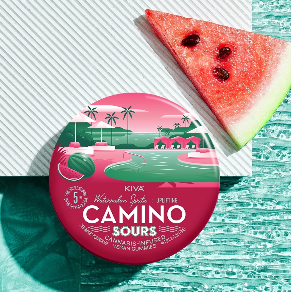 Photograph of product: Sours Watermelon Spritz 100mg Camino Fruit Chew