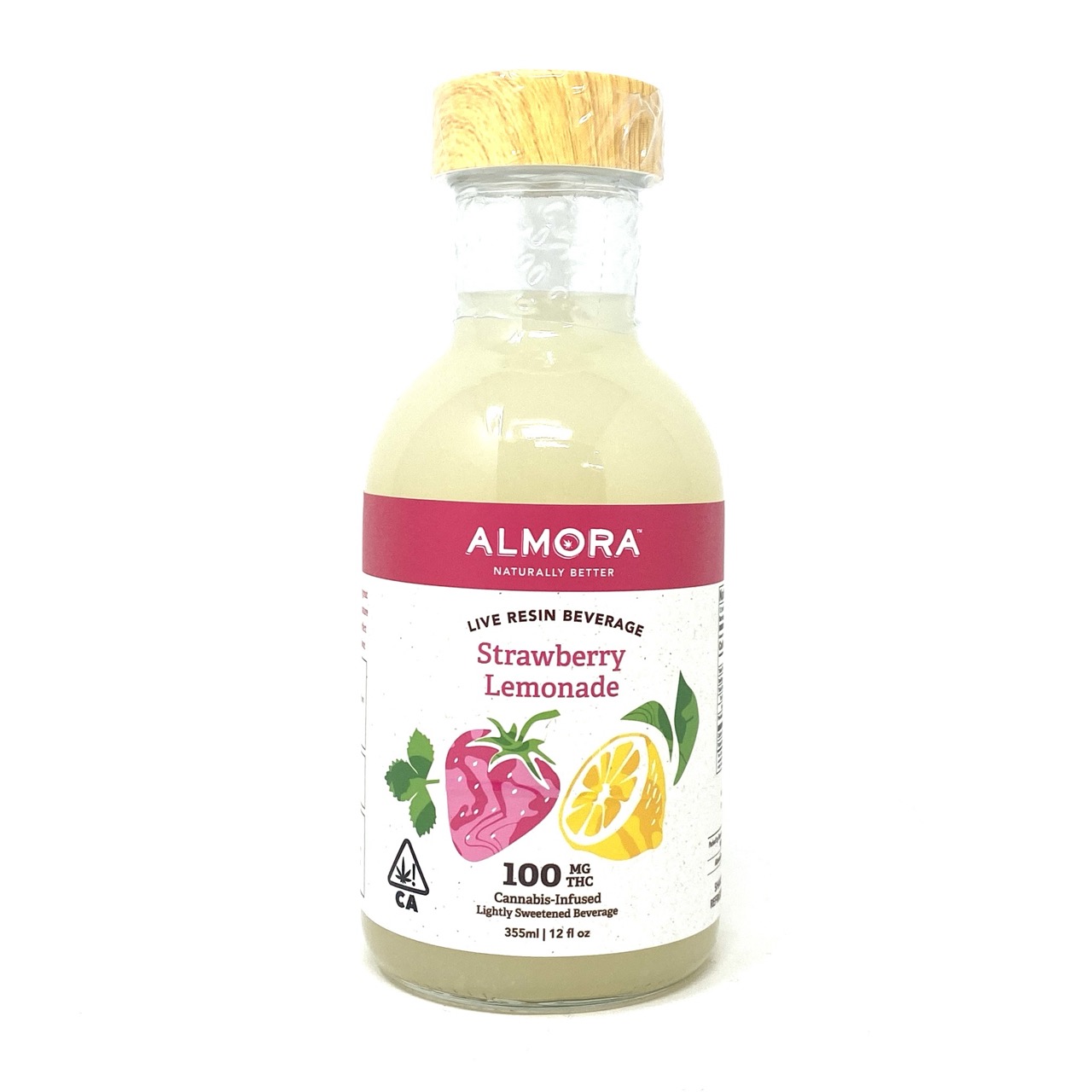 Photograph of product: ALMORA: STRAWBERRY LEMONADE LIVE RESIN BEVERAGE 100MG