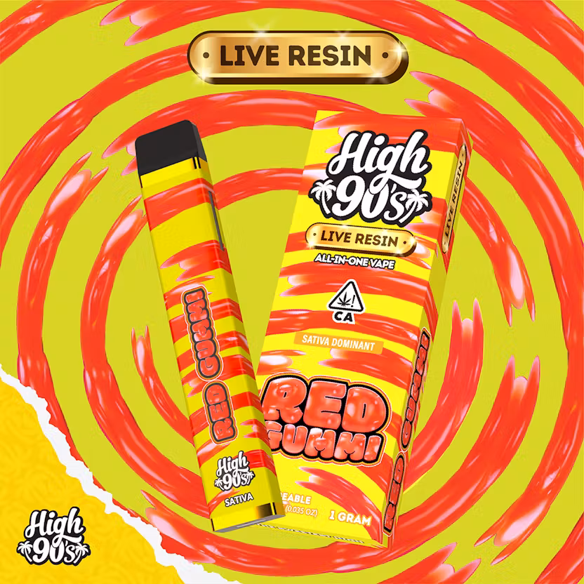 Photograph of product: High 90s - Red Gummi - Live Resin Disposable Vape