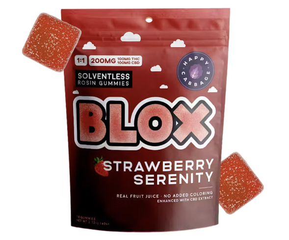 Photograph of product: Happy Cabbage | BLOX | Strawberry Serenity 1:1 CBD