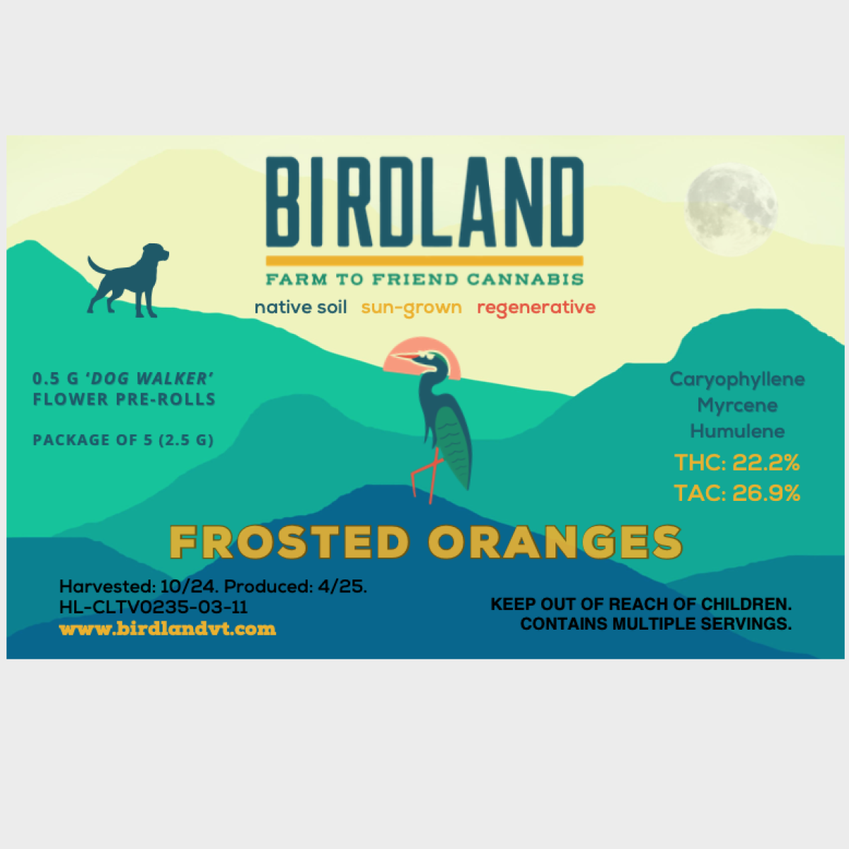 Photograph of product: Birdland | Frosted Oranges | x5 .5g Pre Rolls