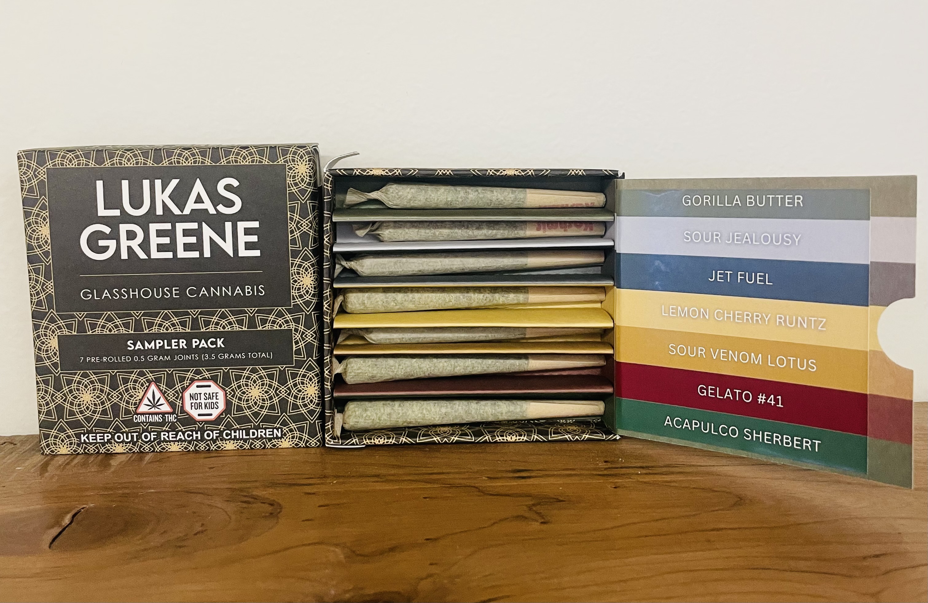 Photograph of product: LukasGreene | Seven Sampler Pack | Pre-Roll 7-pack 0.5g | 3.5g Total Weight