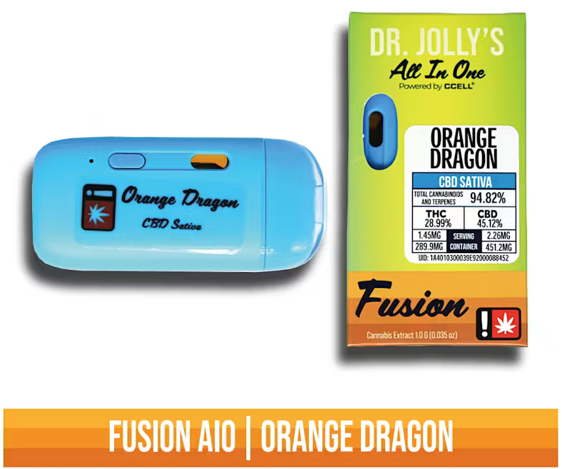 Photograph of product: Dr. Jolly's - 2:1 (CBD:TH-oui) ORANGE DRAGON - Disposable Fusion Cartridge - - S