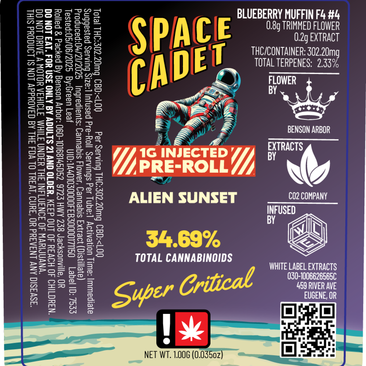 Photograph of product: Pre Roll - Benson Arbor - Space Cadet - Alien Sunset