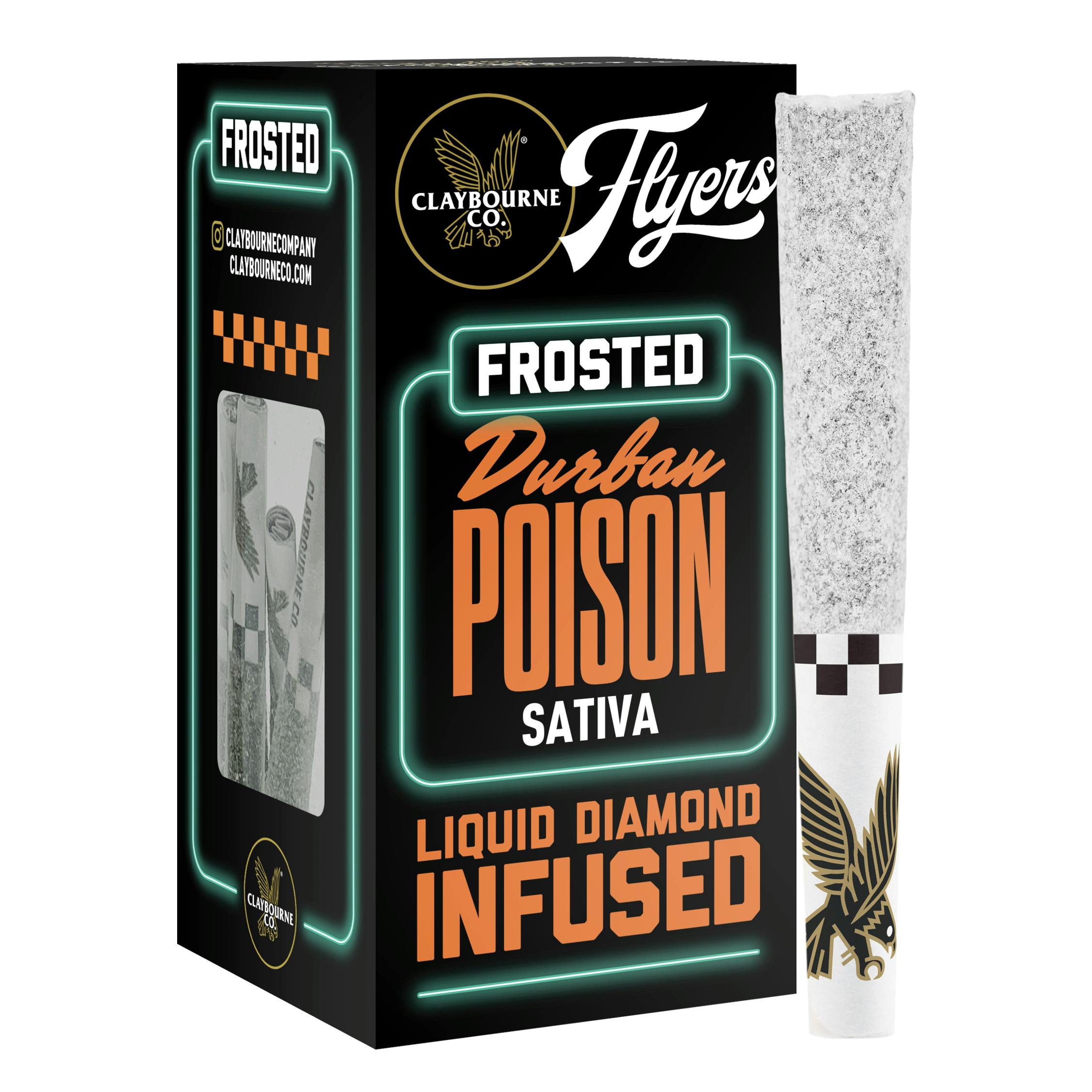 Photograph of product: Claybourne Co. | Durban Poison Frosted Flyers Pre-Rolls (5 Pack) | 2.5g