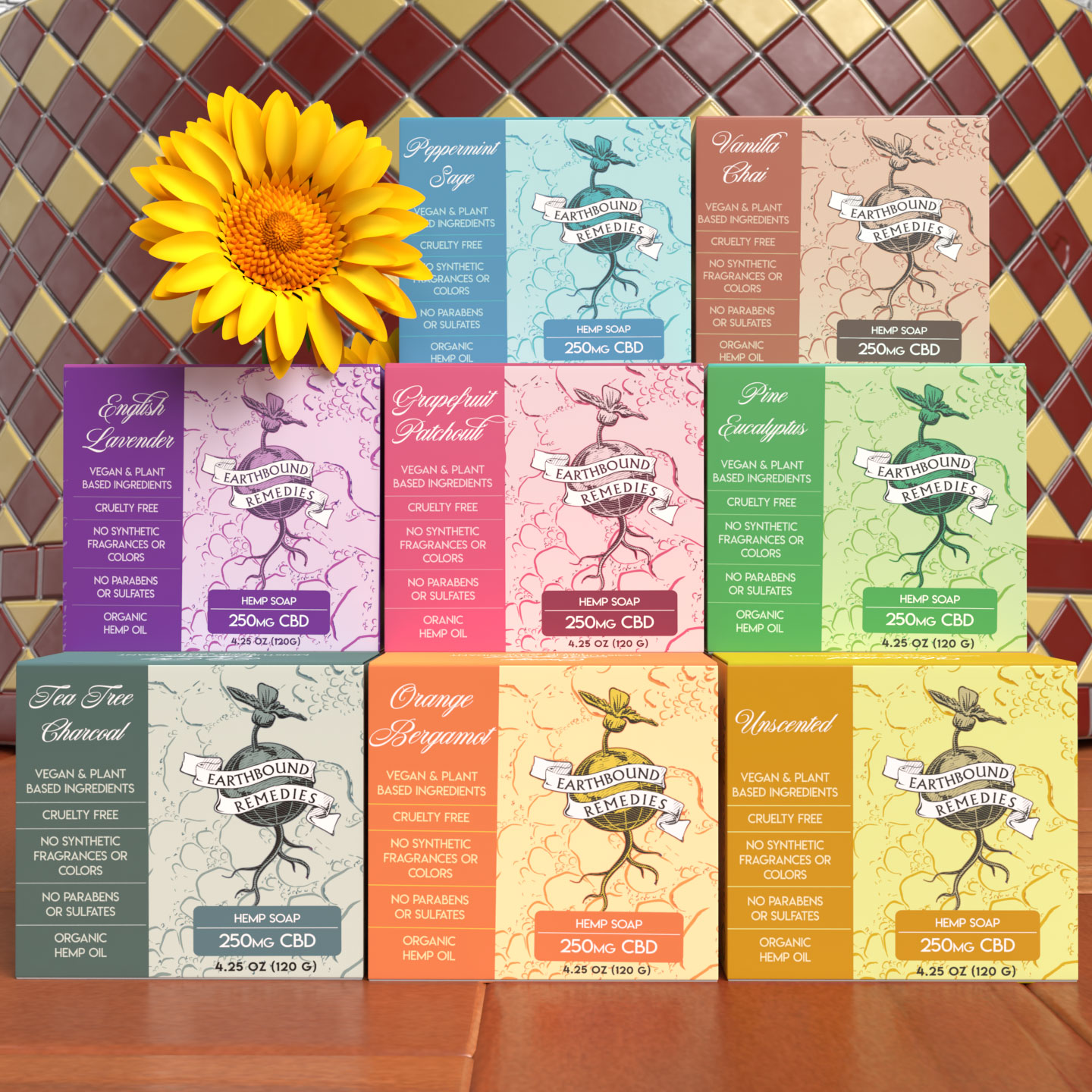 Photograph of Product: EARTHBOUND REMEDIES | PINE EUCALYPTUS FULL SPECTRUM CBD SOAP | 250MG