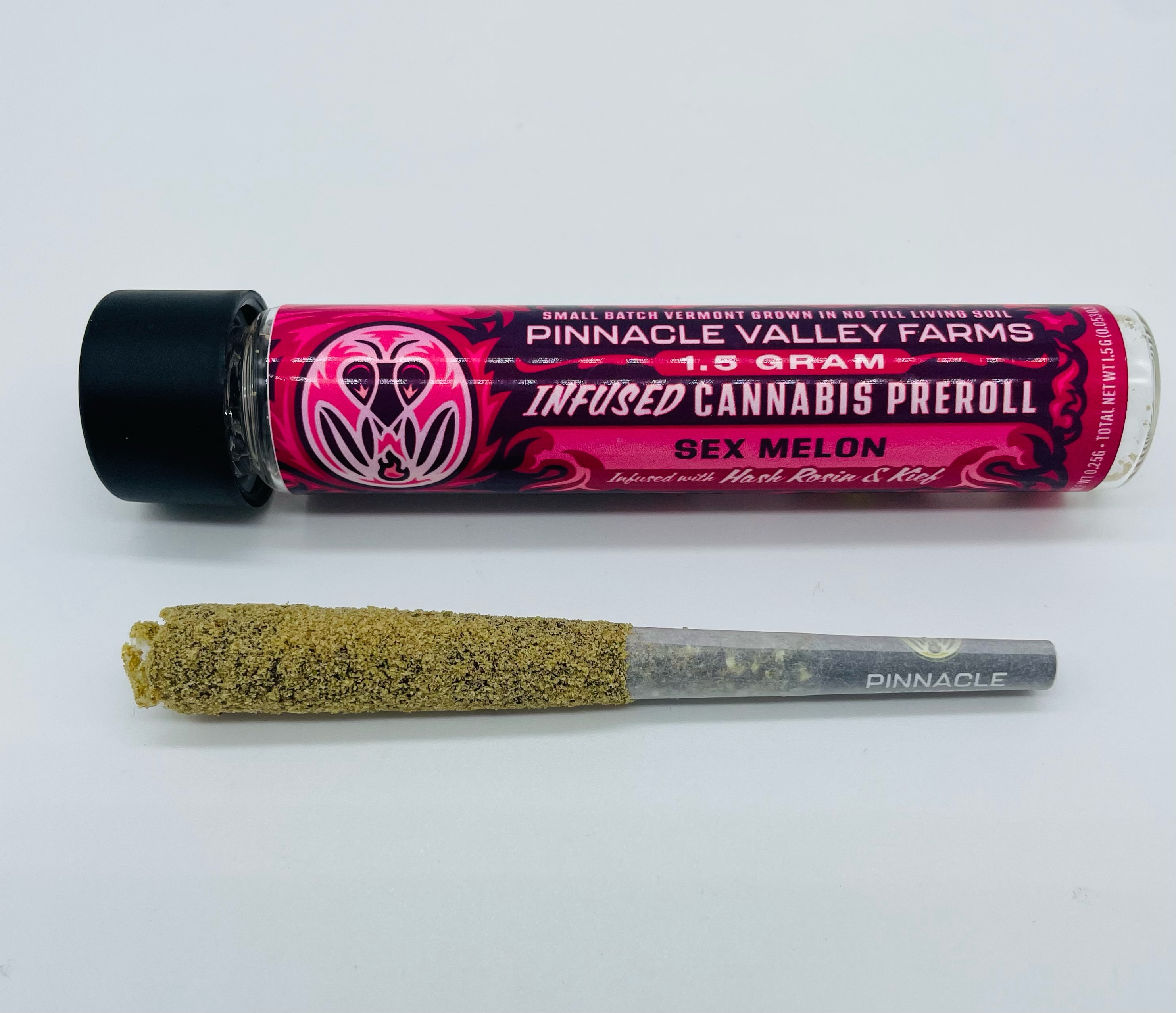 Photograph of product: Pinnacle Valley Farms | Sex Melon | Infused Preroll | 1.5 g | 42.05% TH-oui