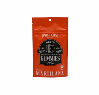 Photograph of product: Sour Cherry | 100mg | Live Resin (Tropicana Cherry) Gummies | Dark Horse
