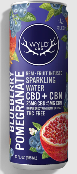 Photograph of product: WYLD CBD Sparkling Water - Blueberry Pomegranate 5:1 CBD/CBN