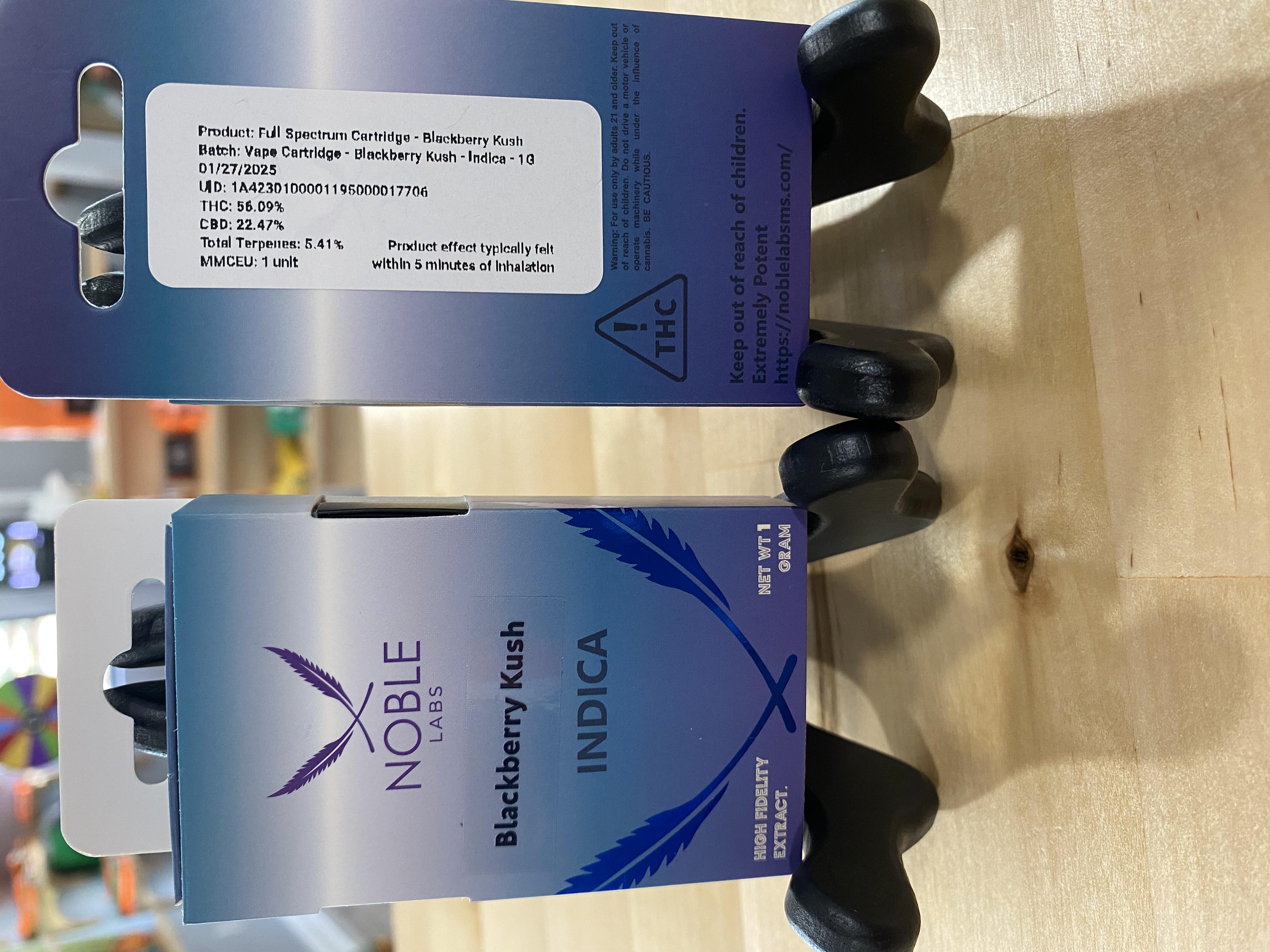 Photograph of product: Noble Labs Full spectrum Cart Blackberry Kush (I)