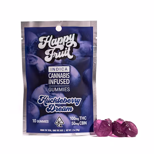 Photograph of product: Happy Fruit | Huckleberry Dream Gummies - 100mg TH-oui + 50mg CBN