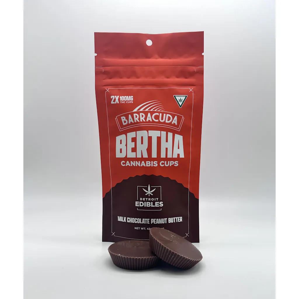 Photograph of product: Detroit Edibles - 200mg Barracuda Bertha Cups - Milk Chocolate Peanut Butter (H)