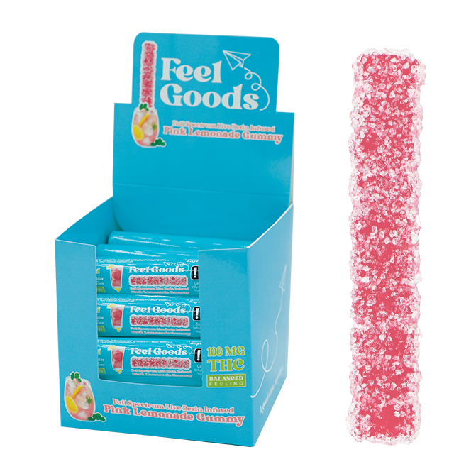 Photograph of product: Feel Goods 100mg Pink Lemonade Gummy Straw