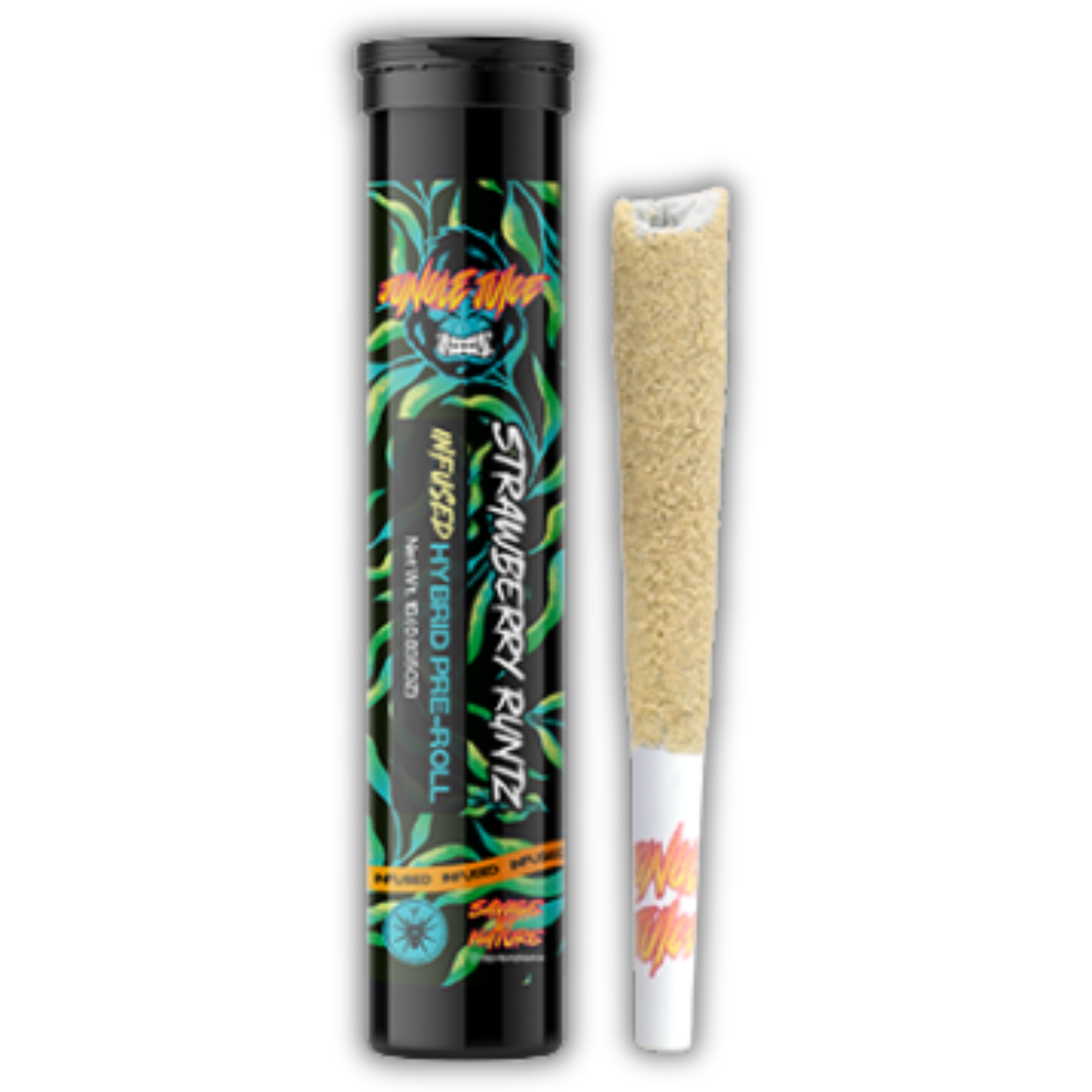 Photograph of product: Jungle Juice | Infused Pre-Roll | Tarantula | Strawberry Runtz | 1g
