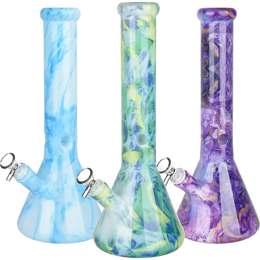 Photograph of product: Marbled Glass Beaker Water Pipe | 14mm | Colors Vary
