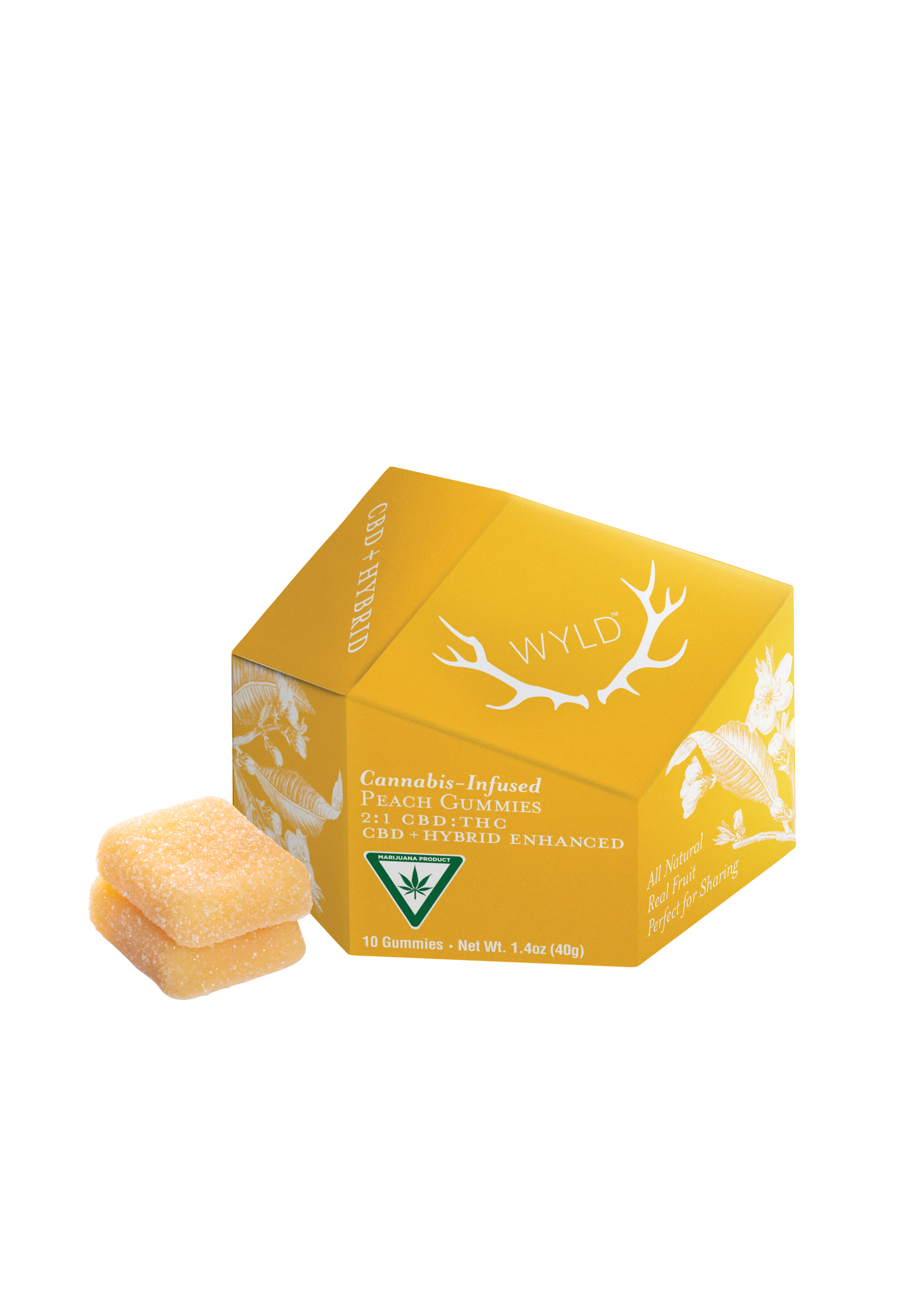 Photograph of product: Wyld - Gummies - 50mg - 1:2 TH-oui/CBD - Peach - Hybrid