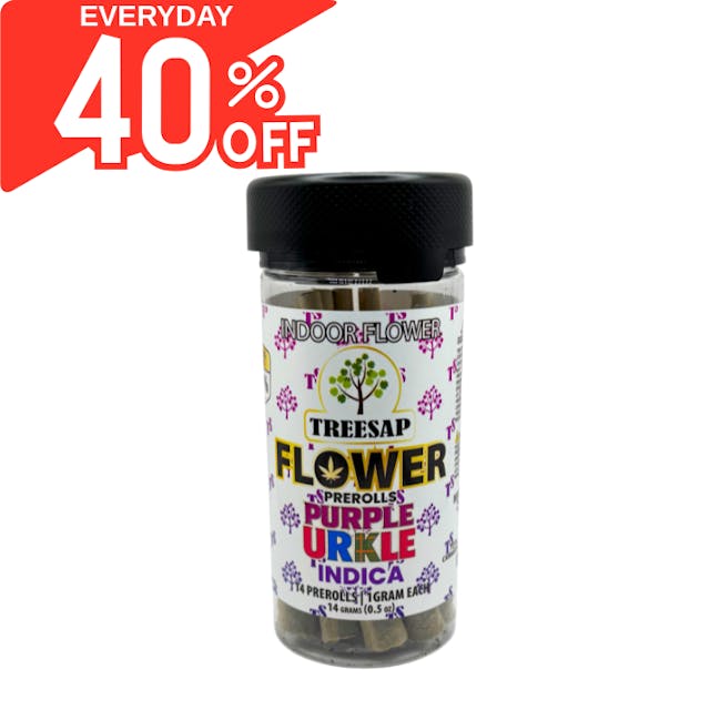 Photograph of product: Treesap - 14PK Prerolls (IND) - Purple Urkle - 