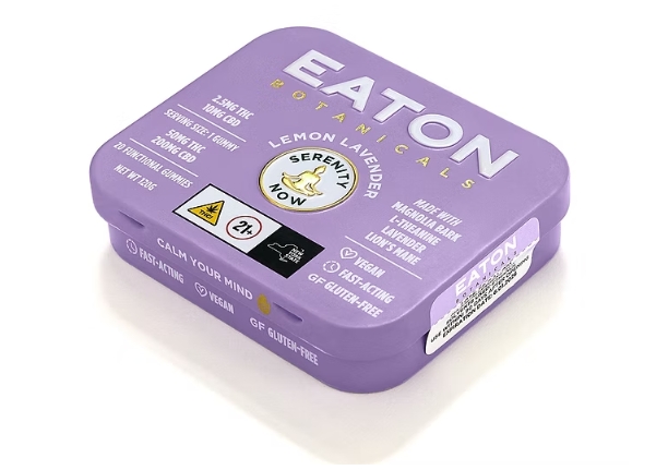 Photograph of product: Eaton | Lemon Lavender Serenity Now l | 1:4 CBD + Adaptogen Enhanced Gummies | 50mg