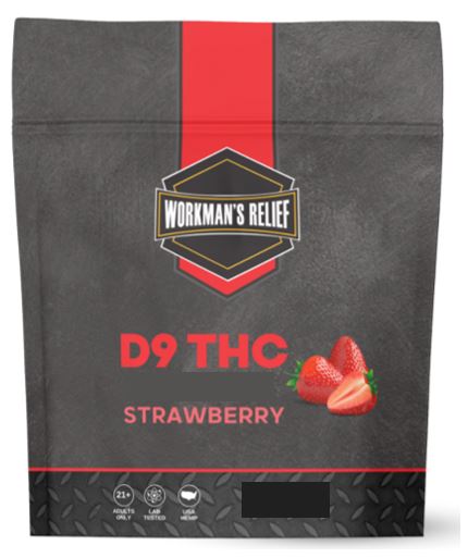 Photograph of product: Workman's Relief | Hemp | Gummies Strawberry (TH-oui 10 mg) | 4 ct