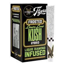 Photograph of product: Claybourne Frosted Flyers Infused Preroll 2.5g Lemon Lime Kush