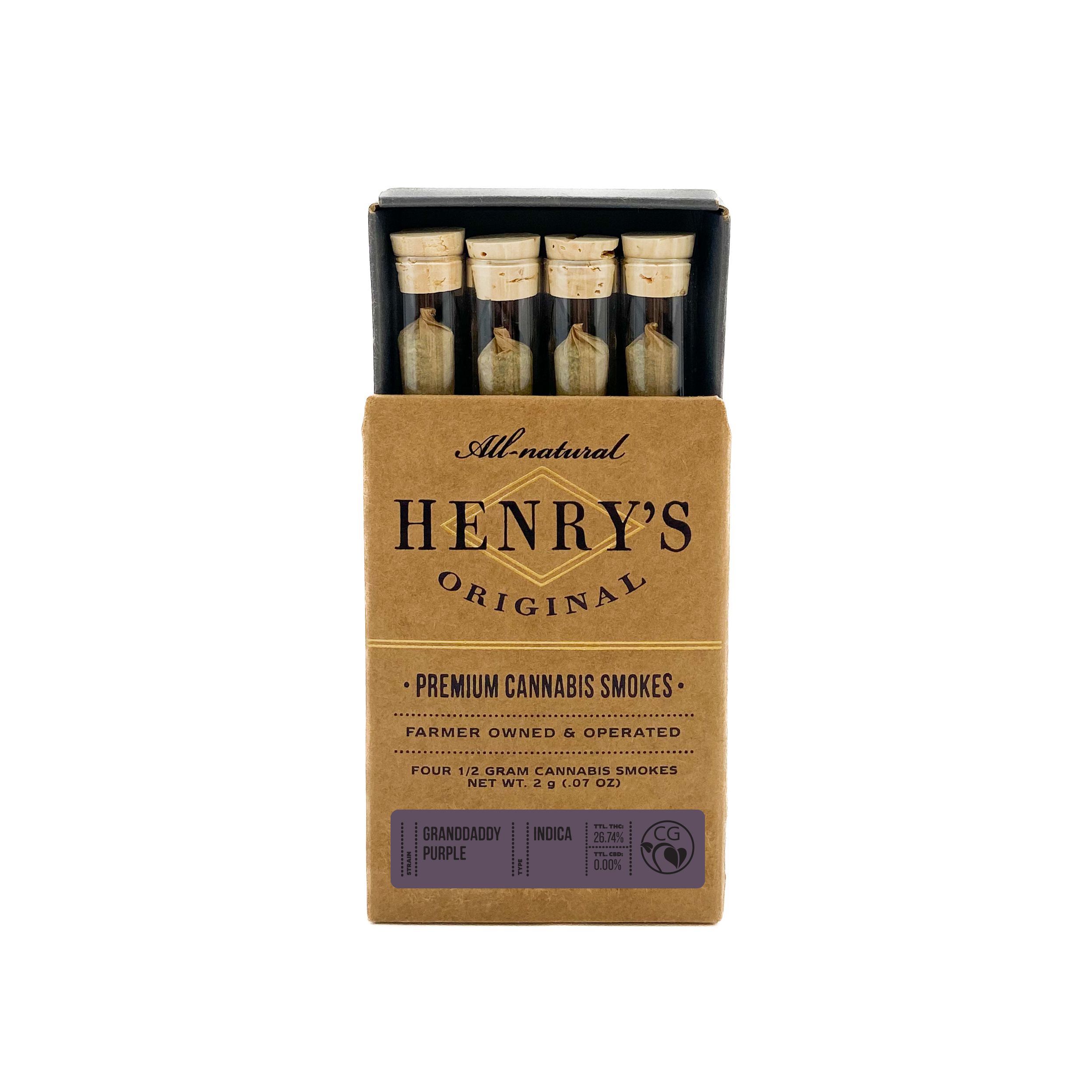 Photograph of product: 4pk Grand Daddy Purple Prerolls - Henry's
