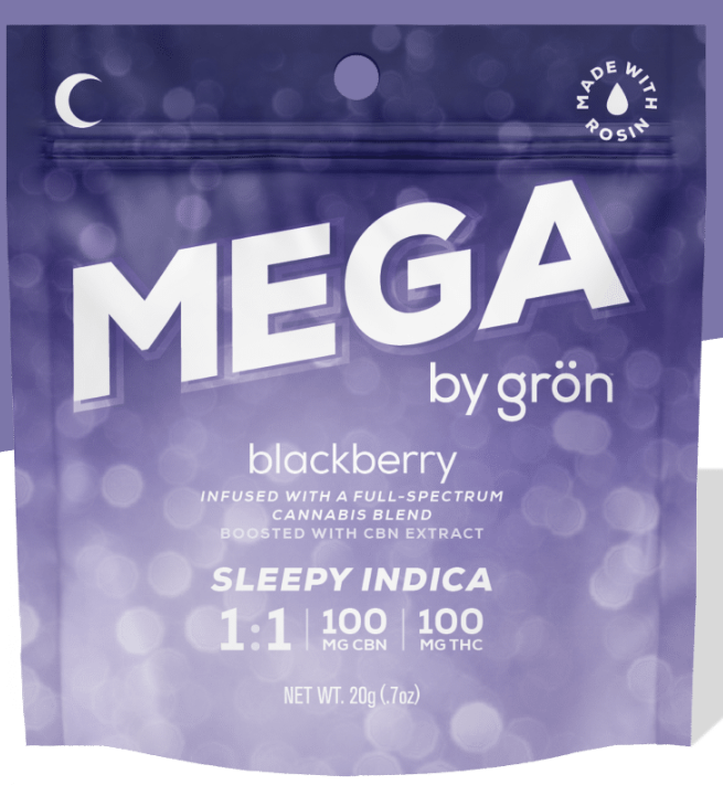 Photograph of product: Grn | Blackberry MEGA 1:1 CBN/TH-oui | 1pk/100mg