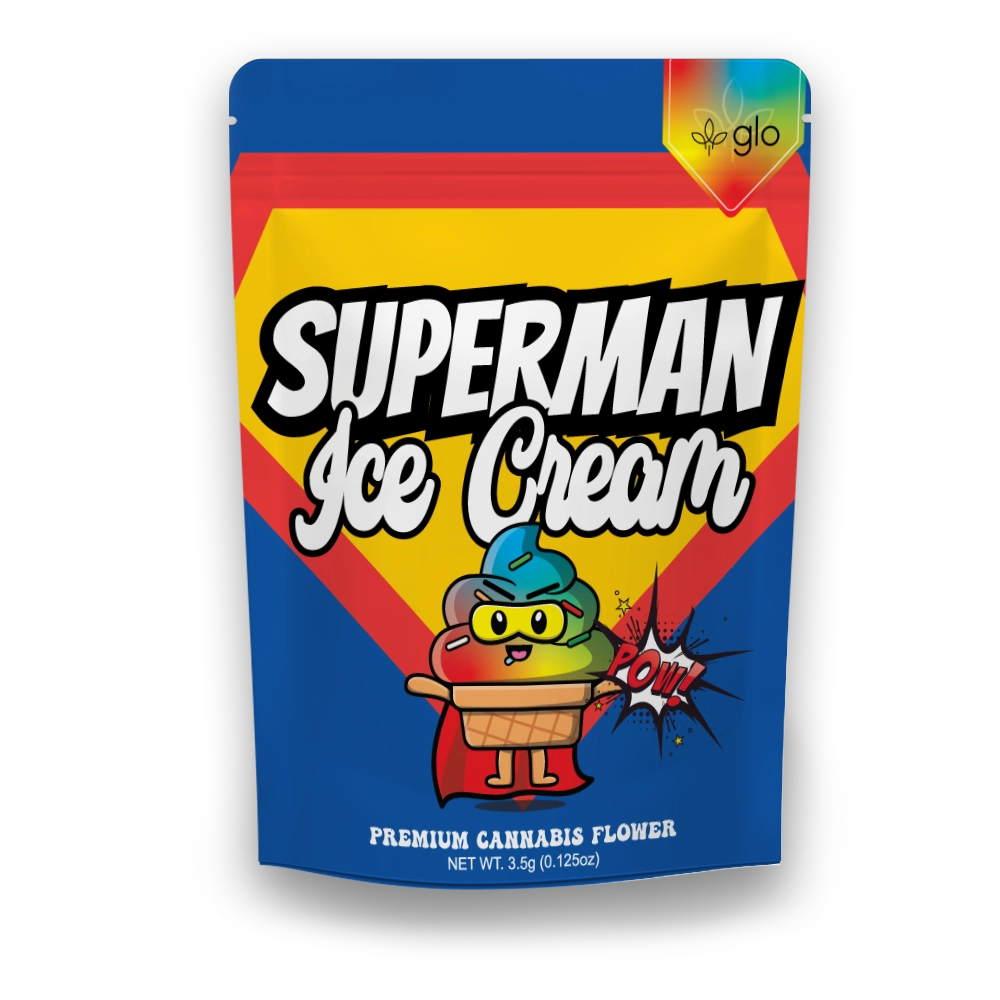 Photograph of product: Glo Farms 3.5g Superman Ice Cream