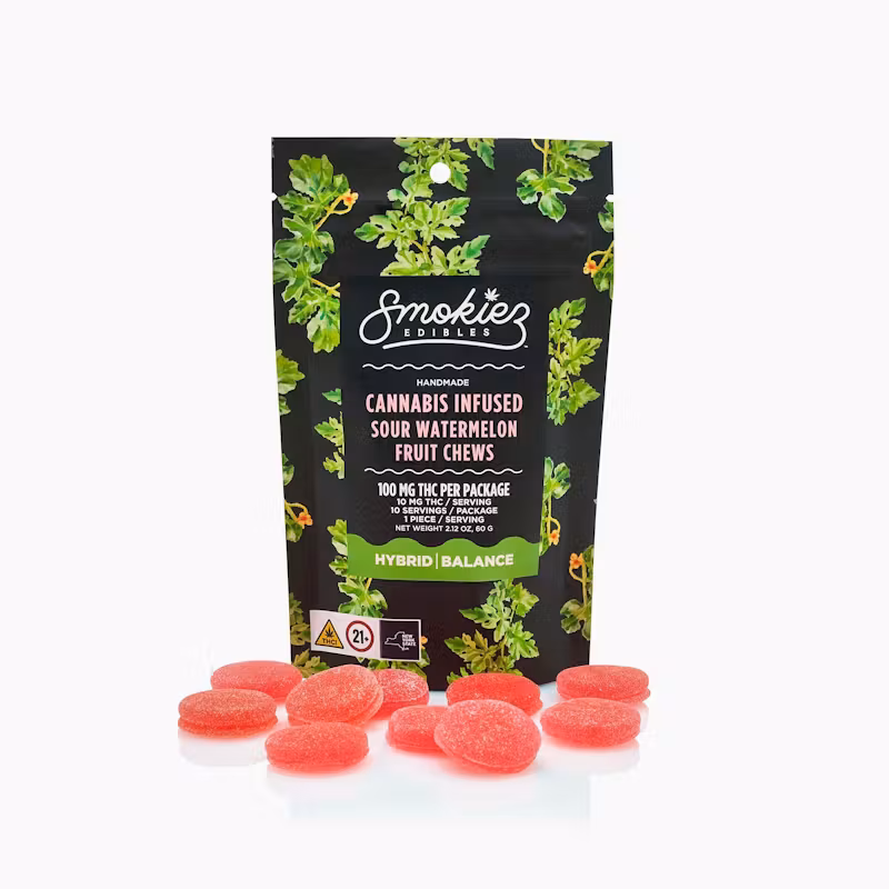 Photograph of product: Smokiez | Sour Watermelon (Hybrid) Fruit Chews 10pk, 100mg