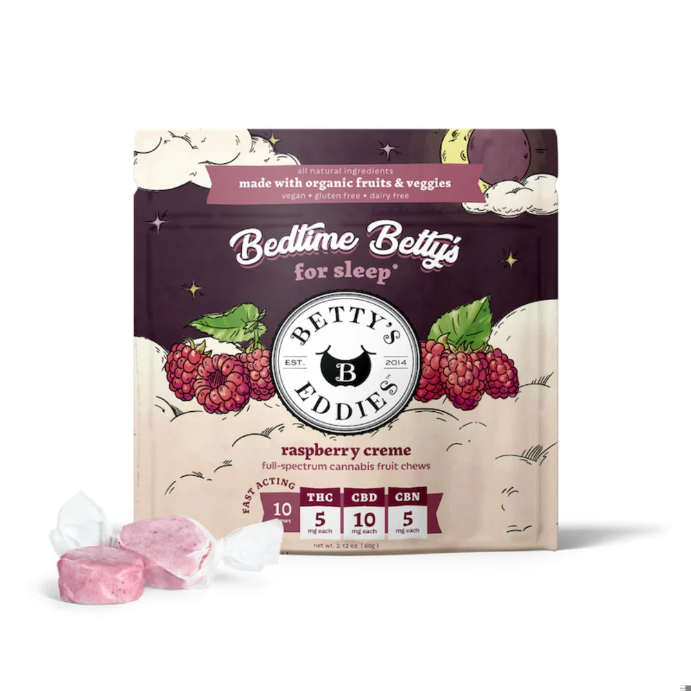 Photograph of product: Raspberry Creme Bedtime Fruit Chews | 40mg - Betty's Eddies