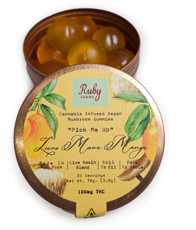 Photograph of product: Live Resin Blend Gummies | 20 Count | ''Pick Me Up'' Lions Mane Mango |