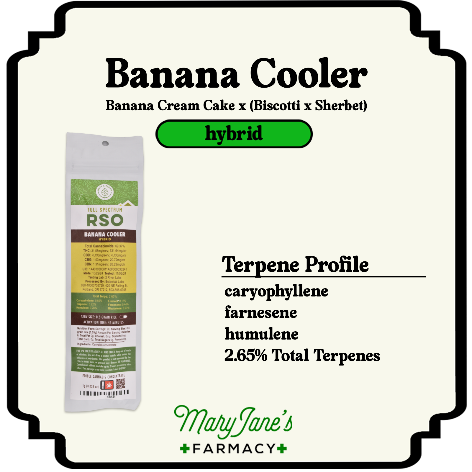 Photograph of product: Banana Cooler Full Spectrum RSO | 1g