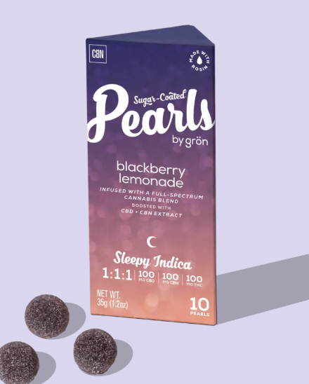 Photograph of product: E99 | Gron | Blackberry Lemonade Pearls | Sleepy Oui'd | 100mg | 1:1:1 CBN:CBD:TH-oui