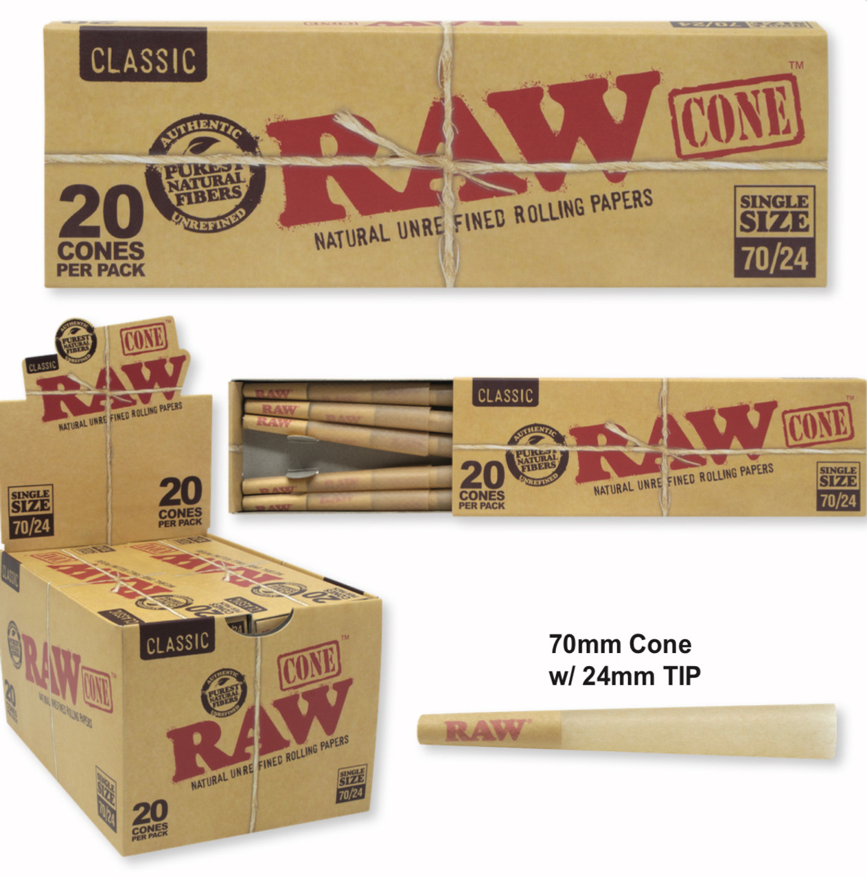 Photograph of product: RAW - Classic Size Cone - 20pk Box