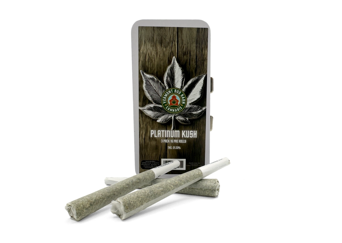 Photograph of product: Bud Barn - Platinum Kush - 3x 1g Pre-Rolls